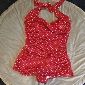 Catalina Red and White Polka Dot One-Piece Swimsuit